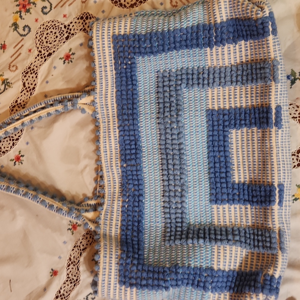 Antonello Tedde Woven Blue And White Large Tote Bag - Picture 15 of 15